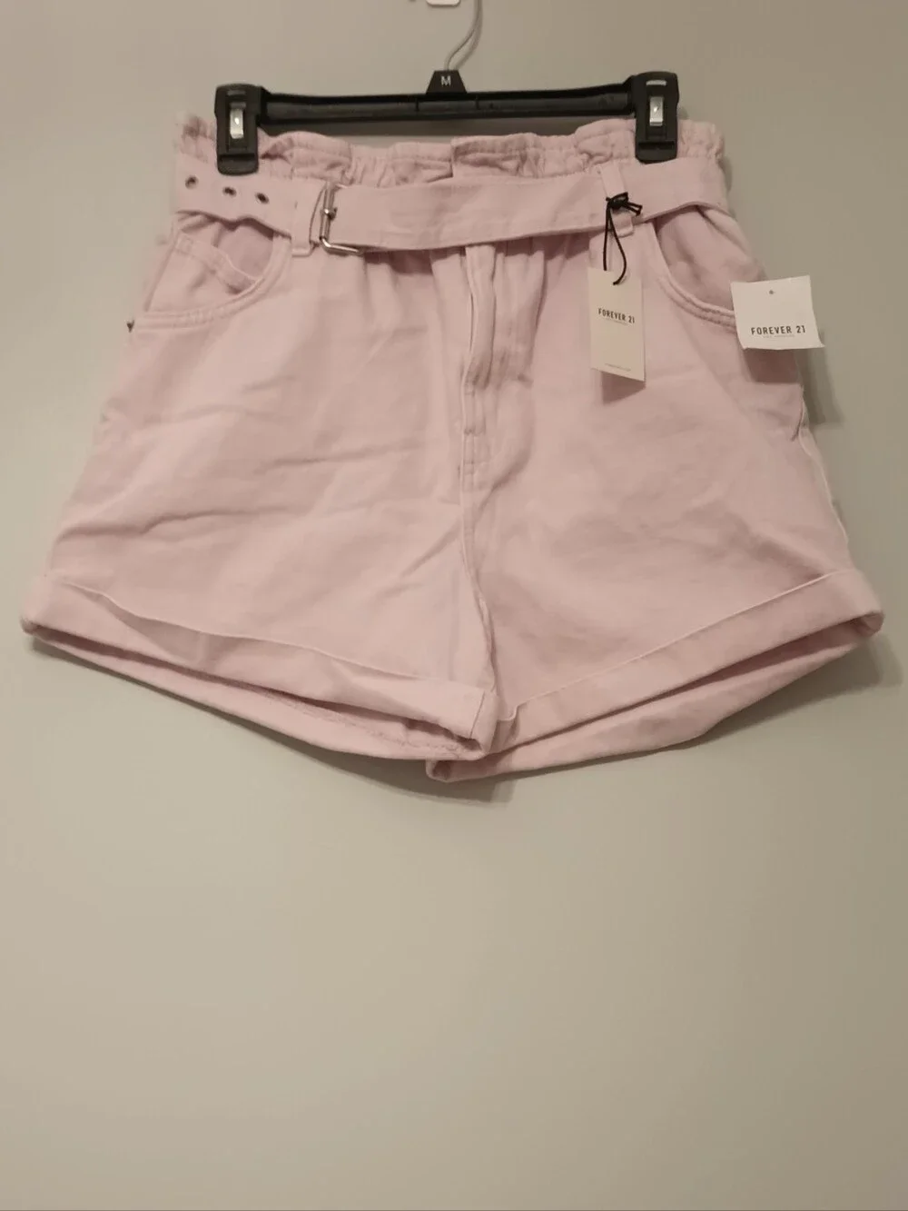 Forever 21 Pink High-Waist Denim Casual Shorts L